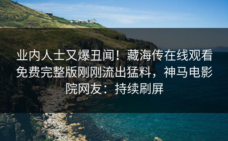 业内人士又爆丑闻！藏海传在线观看免费完整版刚刚流出猛料，神马电影院网友：持续刷屏