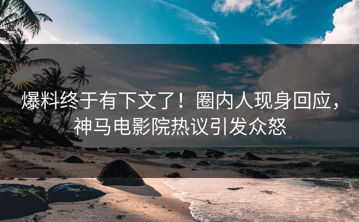 爆料终于有下文了！圈内人现身回应，神马电影院热议引发众怒