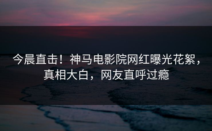 今晨直击！神马电影院网红曝光花絮，真相大白，网友直呼过瘾