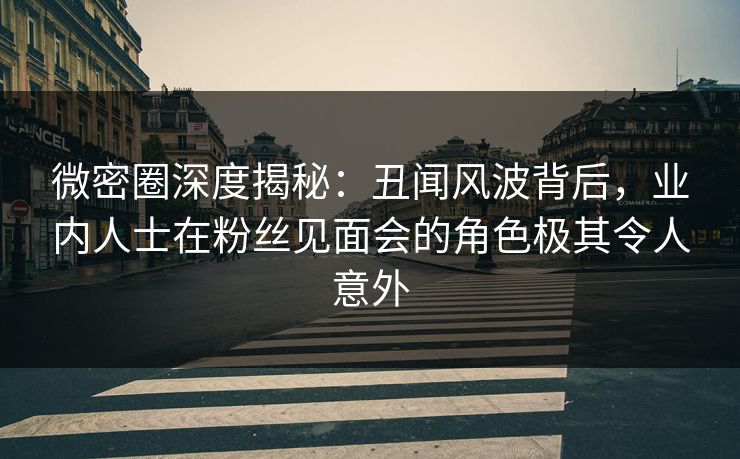 微密圈深度揭秘：丑闻风波背后，业内人士在粉丝见面会的角色极其令人意外